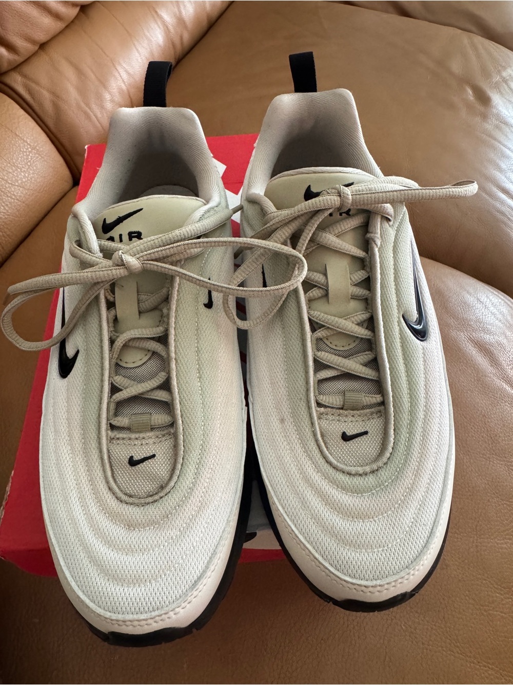 Nike Women’s Air Max Portal Low Top Sneakers in Light Beige with Black Swoosh - Picture 2 of 9